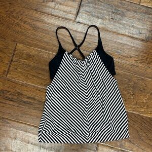 Athleta women’s classic white stripe blousy swimsuit tankini top